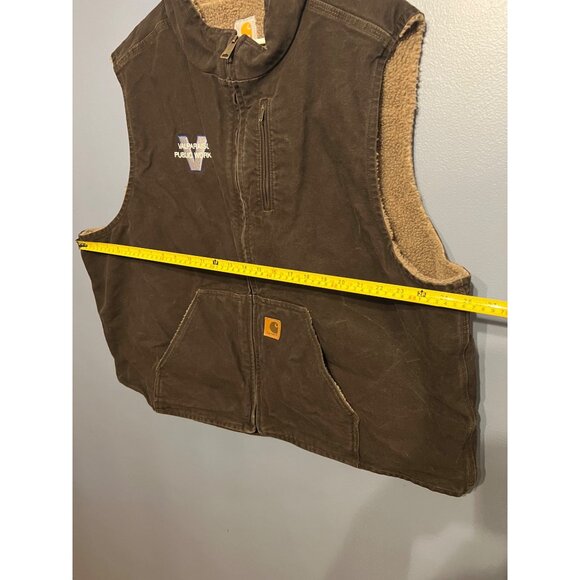 Men’s Brown Carhartt Tan Sherpa Lined Vest Size 3XL Company Logo,‎ Work Wear - Picture 11 of 11